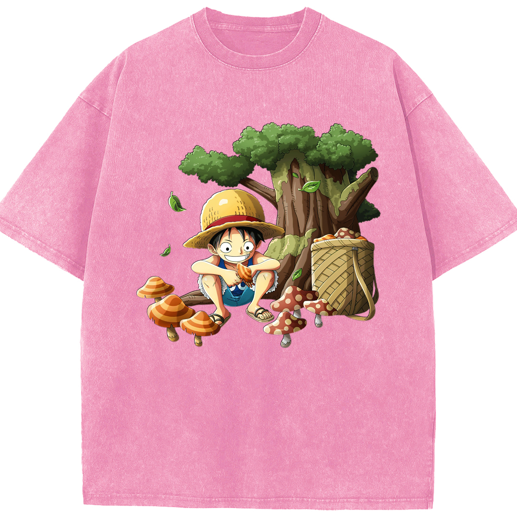 （画像用） ワンピース モンキー・D・ルフィ ONE PIECE Monkey D. Luffy 綿100% ヴィンテージ風 半袖Tシャツ（フロントプリント）